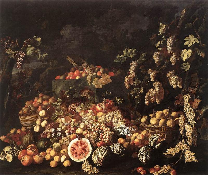 RECCO, Giuseppe Still-Life with Fruit and Flowers France oil painting art